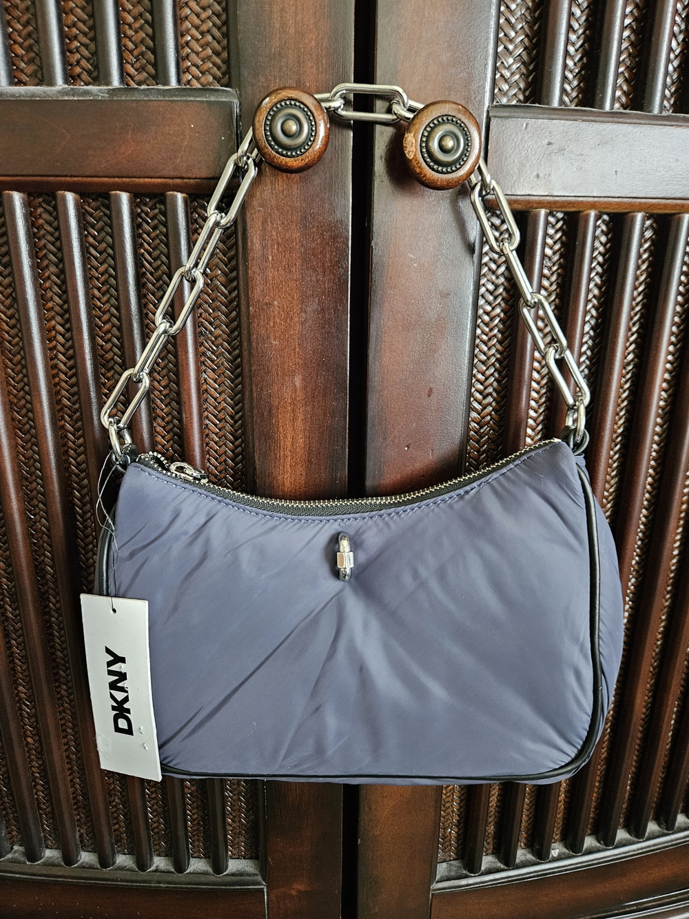 DKNY Women's Navy Shoulder Bag with Chain Strap